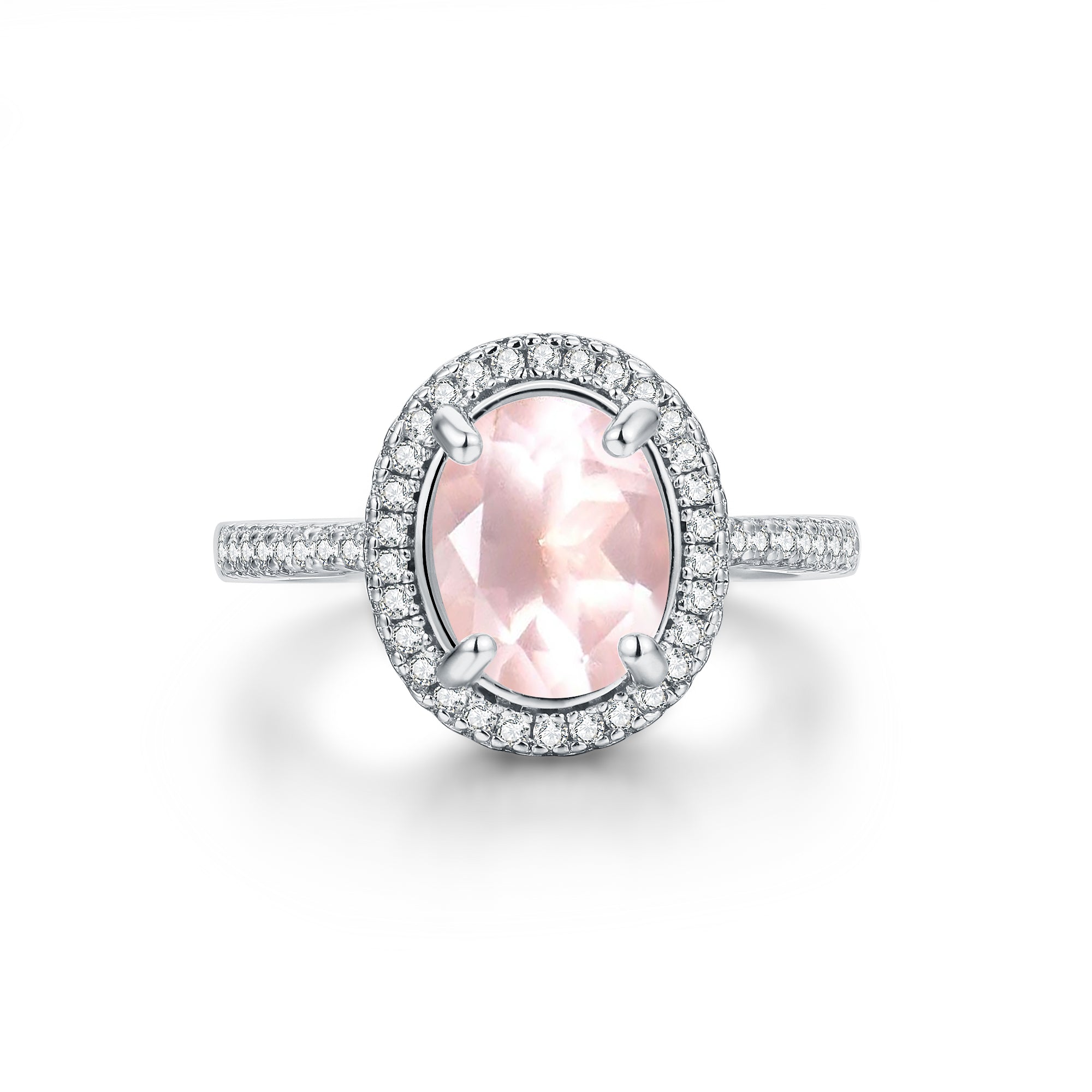 Lot De Bagues Solaires Fantaisie En Quartz Rose Et Pierres Précieuses - Plaqué Argent, Tailles Mix