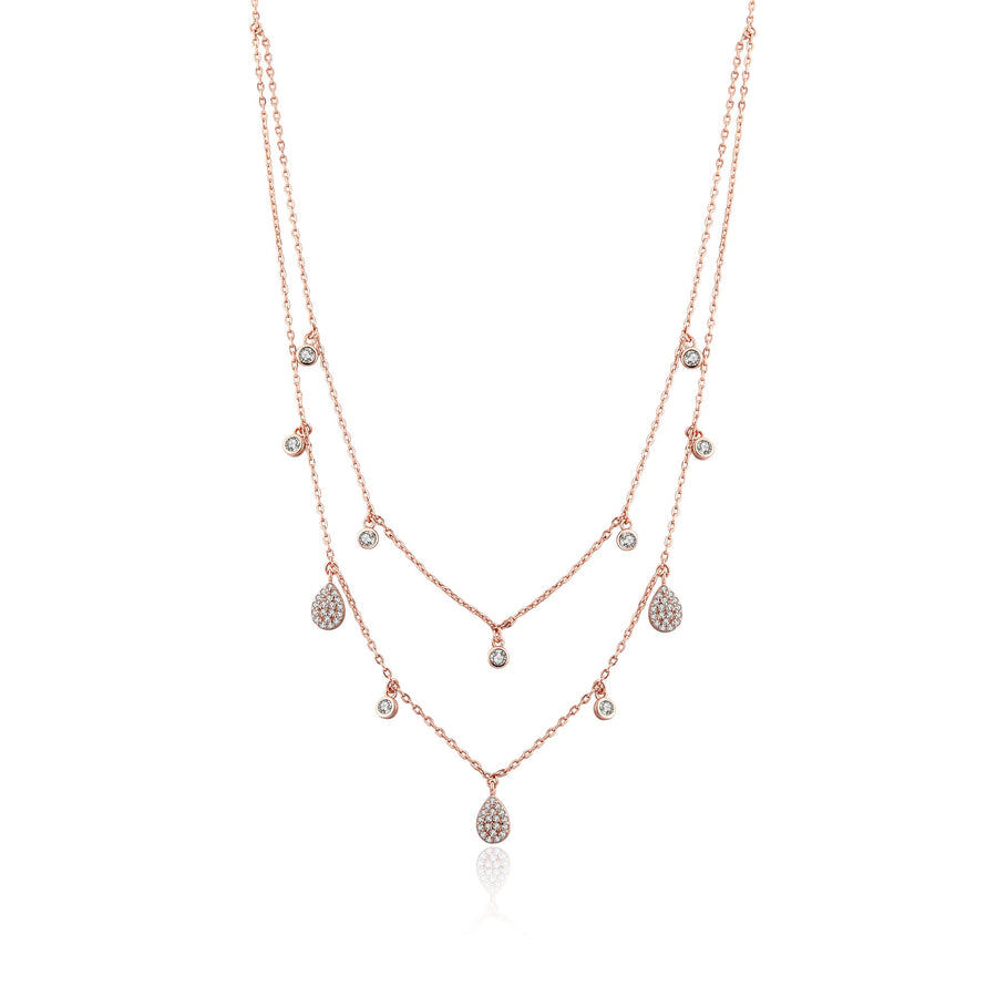 Collier double or rose Bella