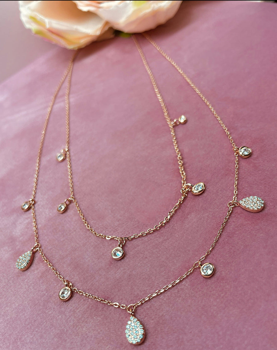 Collier double or rose Bella
