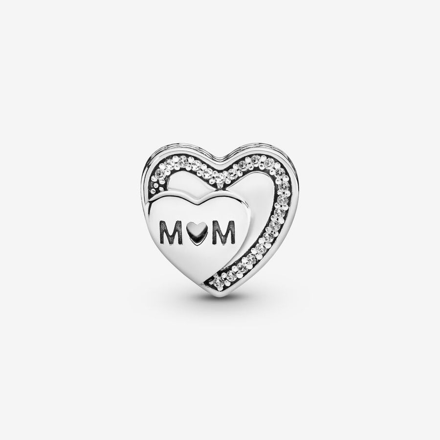 Charm Cœur scintillant avec inscription « Mom » - VENTE FINALE