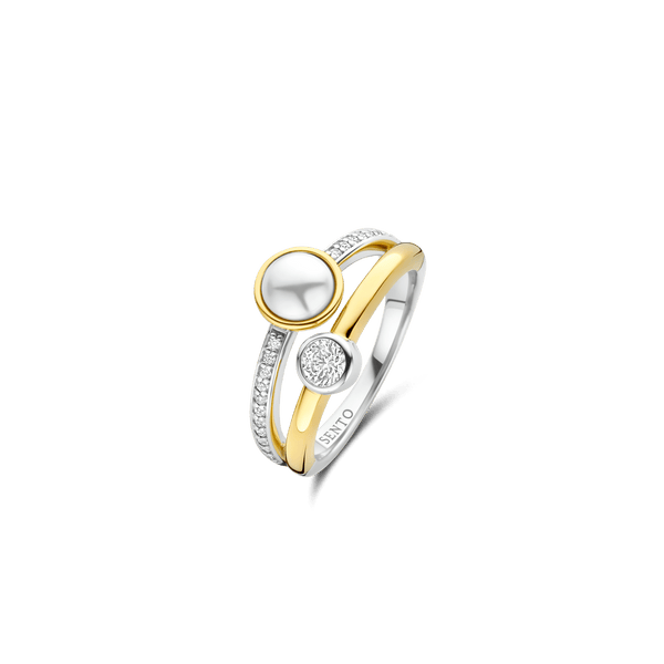 Bague de perle Ti Sento — Bague double perle en zircon