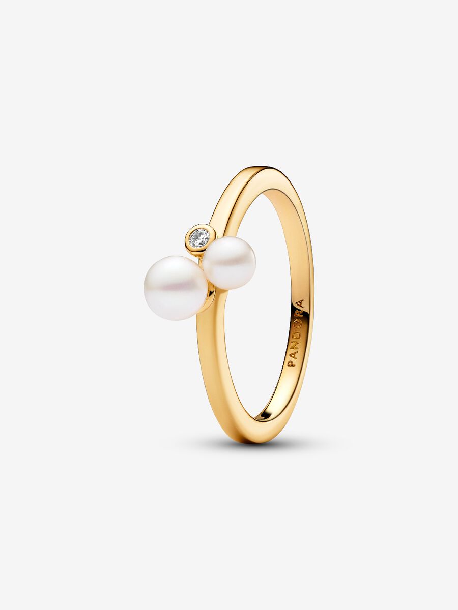 Bague avec deux perles de culture d’eau douce traitées