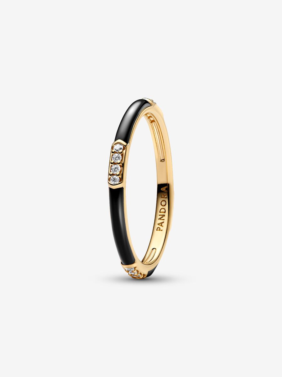 Bague Émail noir et pierres