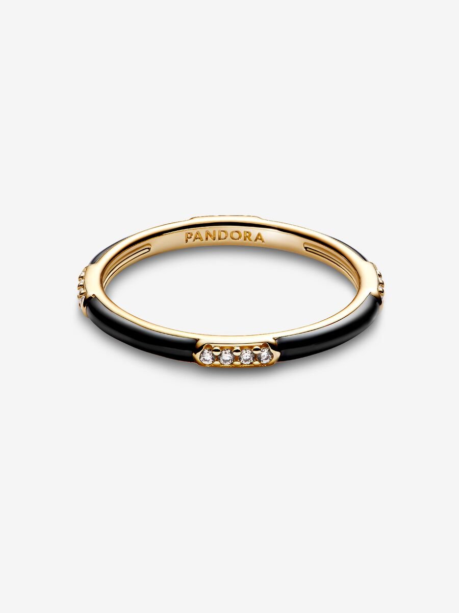 Bague Émail noir et pierres