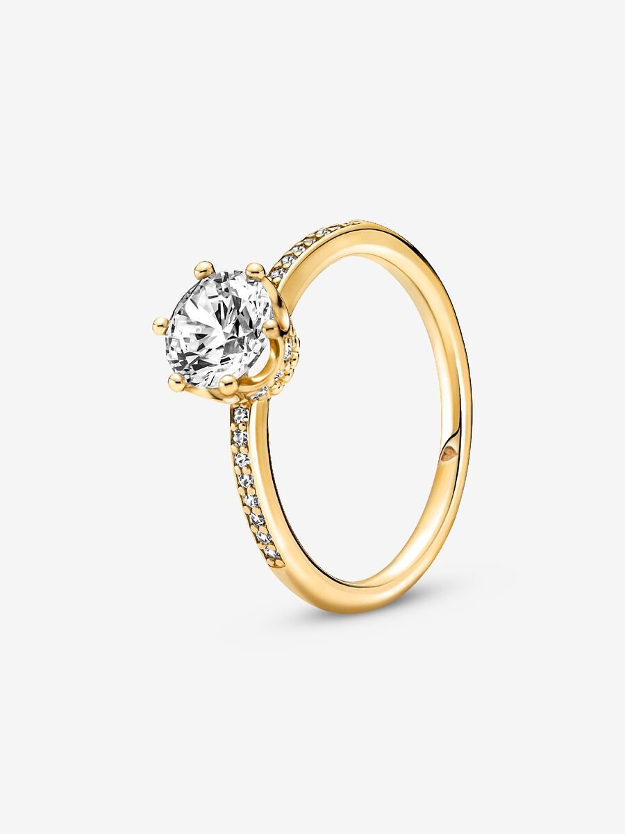 Bague à solitaire Couronne scintillante incolore