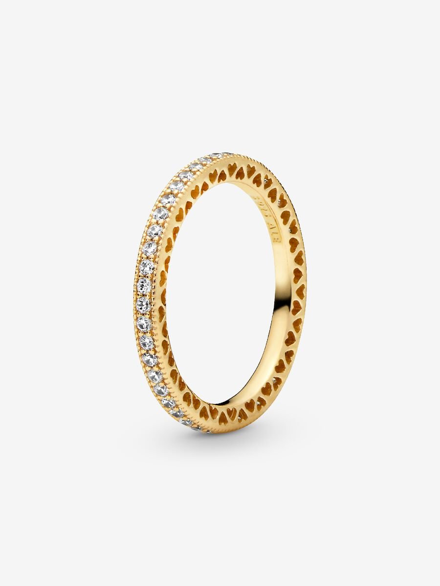 Bague scintillante à cœurs