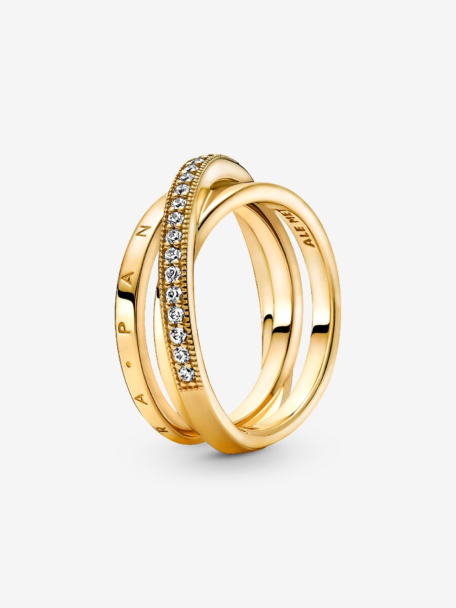 Anneau Triple pavé entremêlé