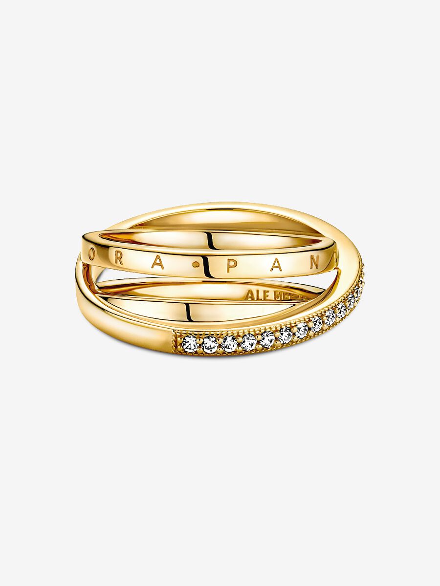 Anneau Triple pavé entremêlé