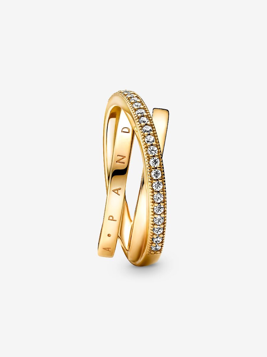 Anneau Triple pavé entremêlé
