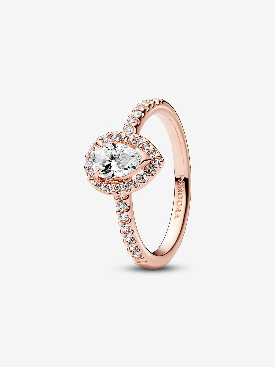Bague Halo scintillant en forme de poire