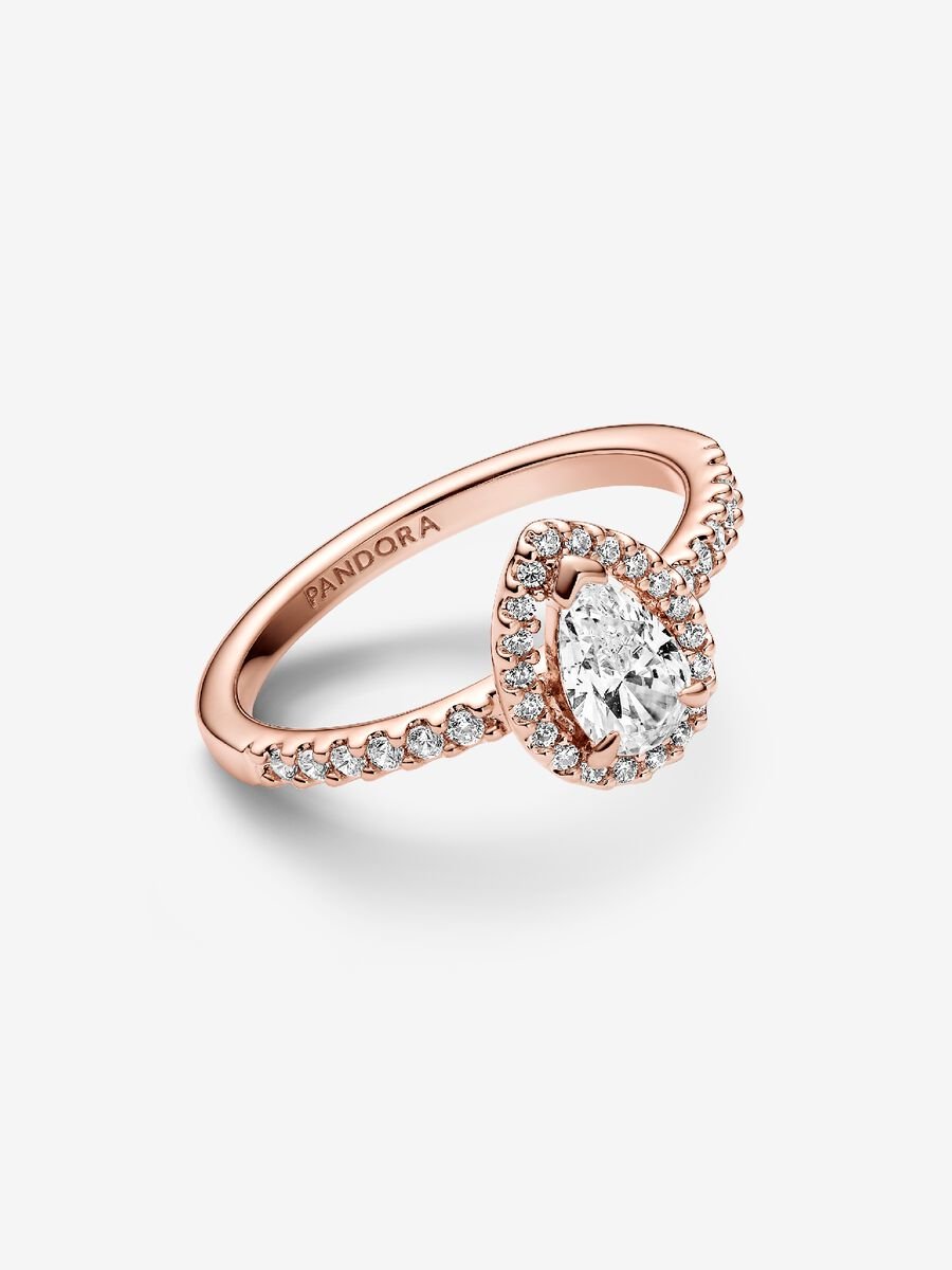 Bague Halo scintillant en forme de poire