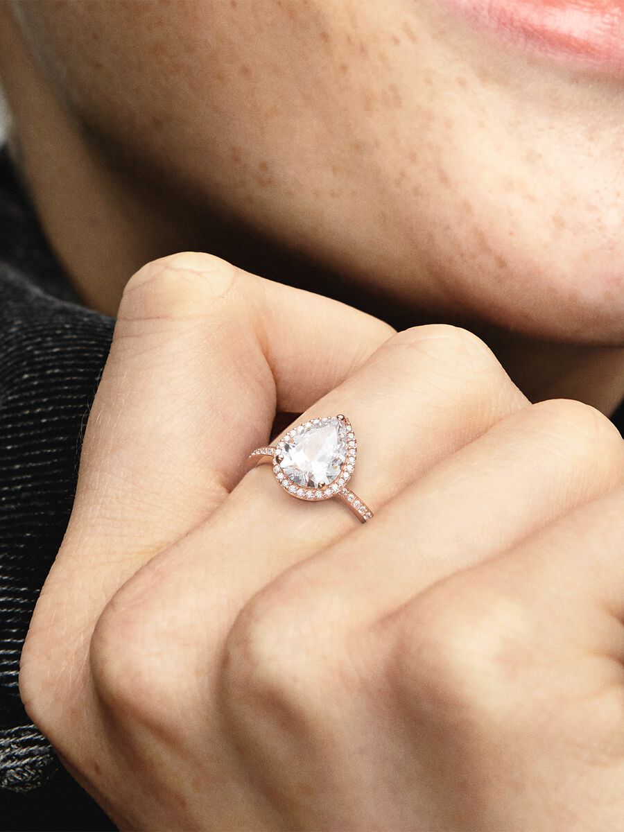 Bague Halo Larme scintillante