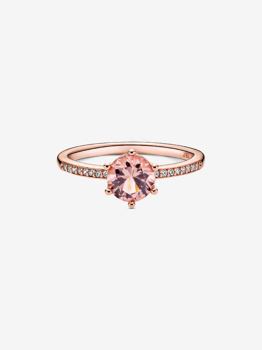 Bague à solitaire en couronne rose et scintillante