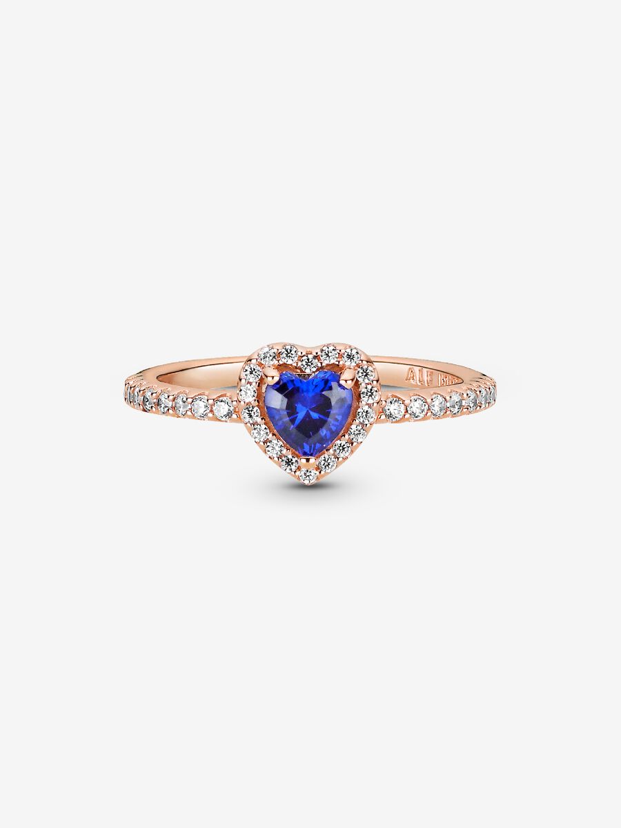 Bague scintillante Cœur surélevé bleu