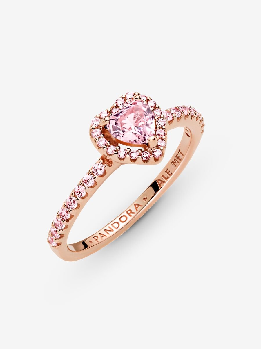 Bague scintillante Cœur surélevé
