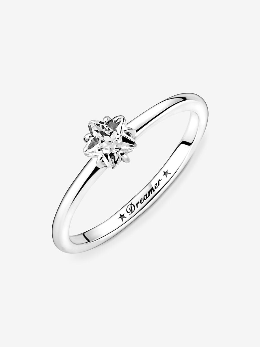 Bague à solitaire Étoile scintillante céleste