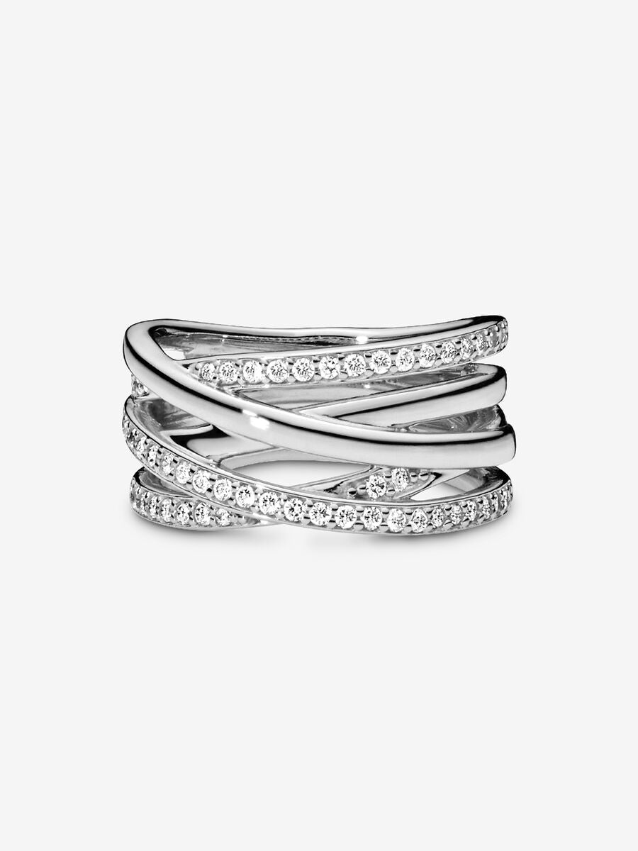 Bague lignes brillantes et scintillantes