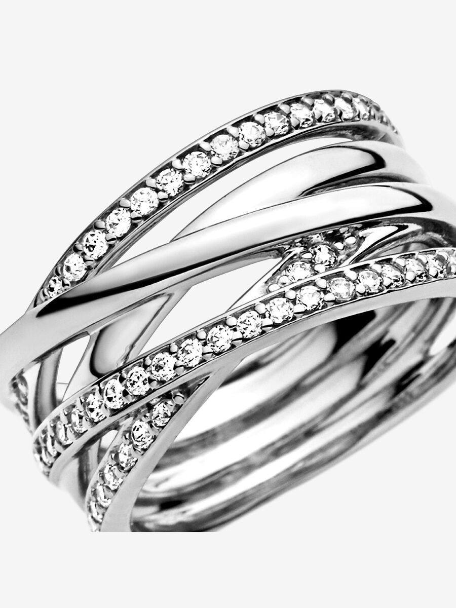 Bague lignes brillantes et scintillantes