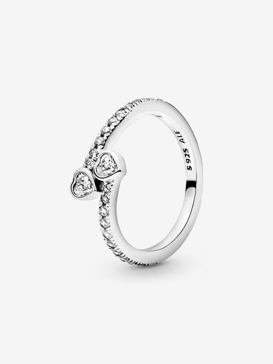 Bague deux cœurs scintillants
