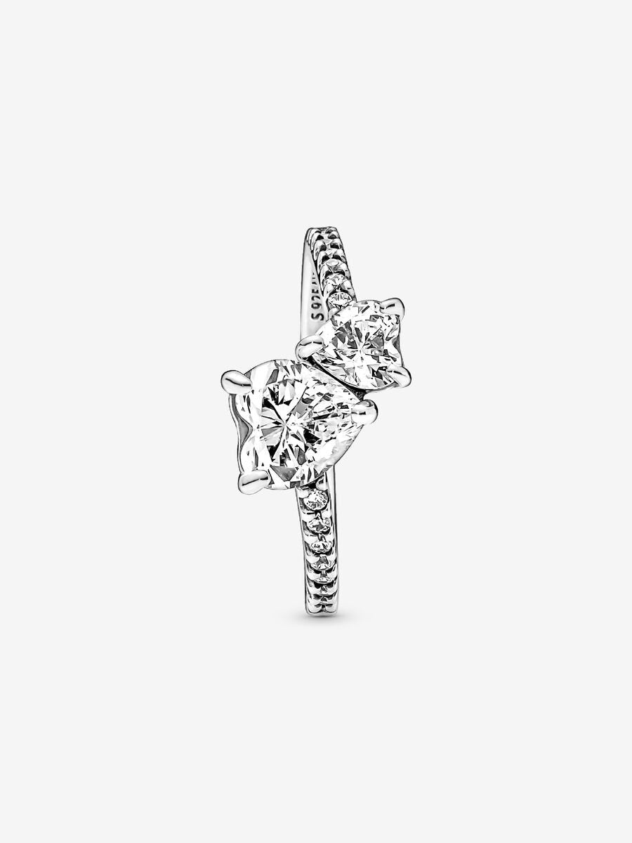 Bague scintillante à double cœur