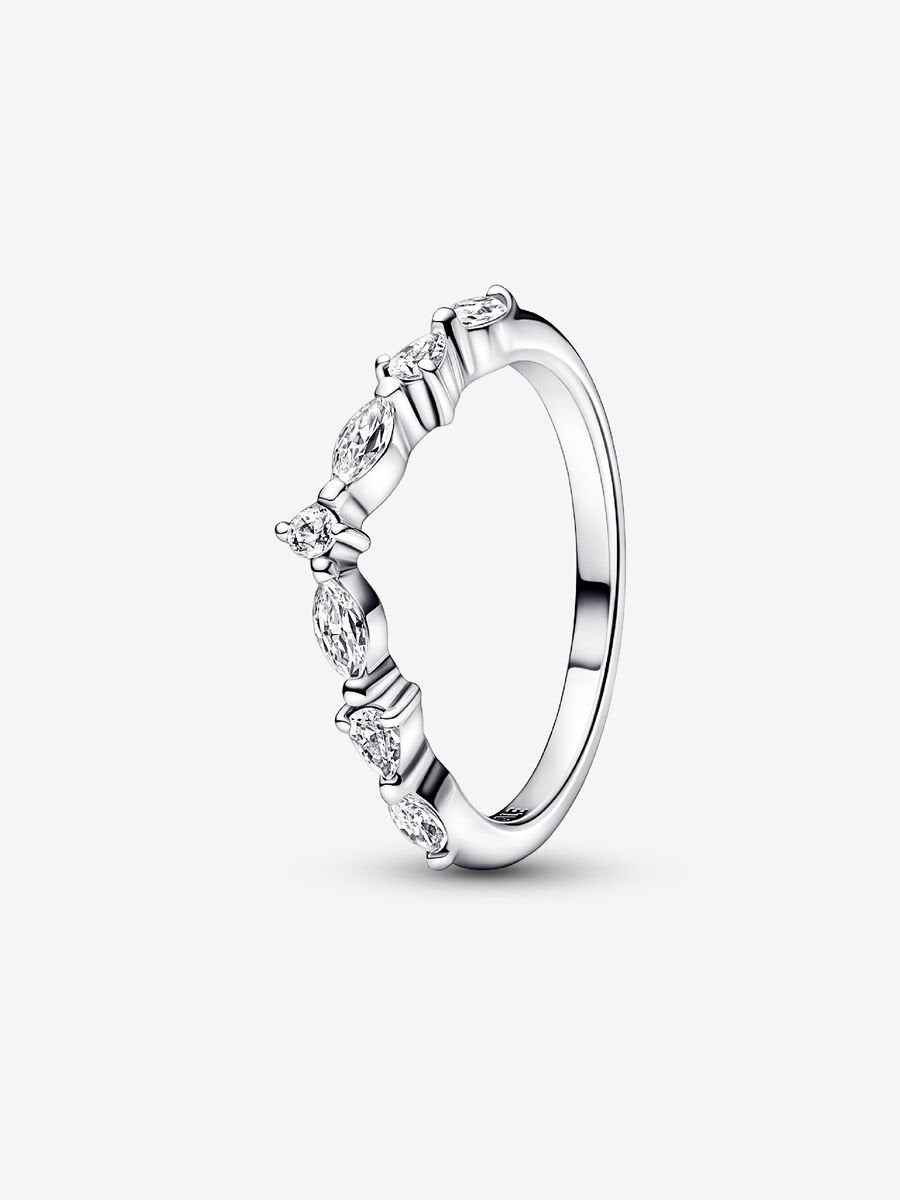 Bague alternante Vœu et cœur scintillant Pandora Timeless