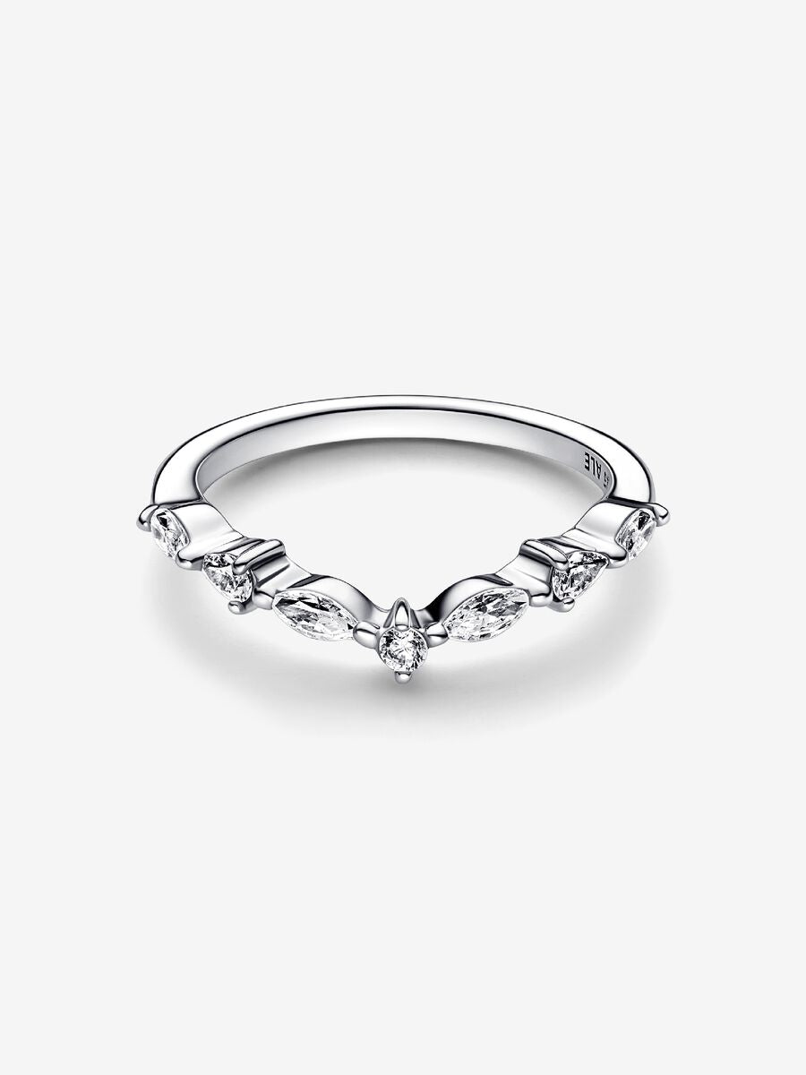 Bague alternante Vœu et cœur scintillant Pandora Timeless