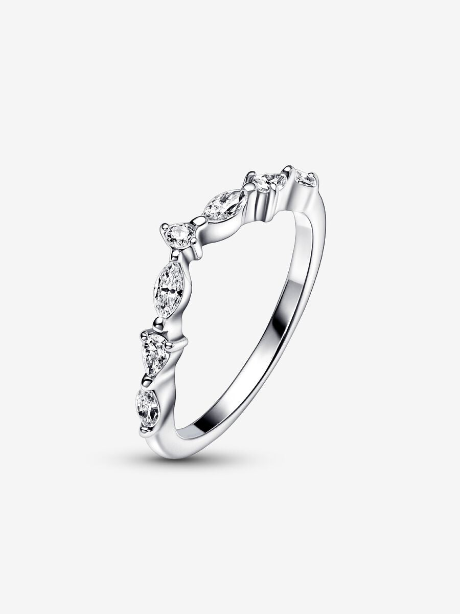 Bague alternante Vœu et cœur scintillant Pandora Timeless