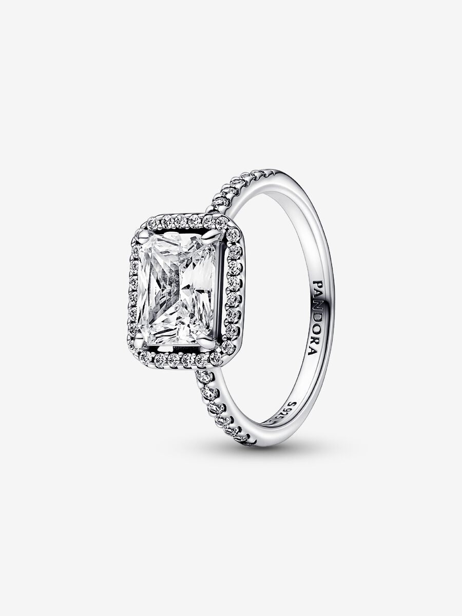Bague Halo scintillant rectangulaire