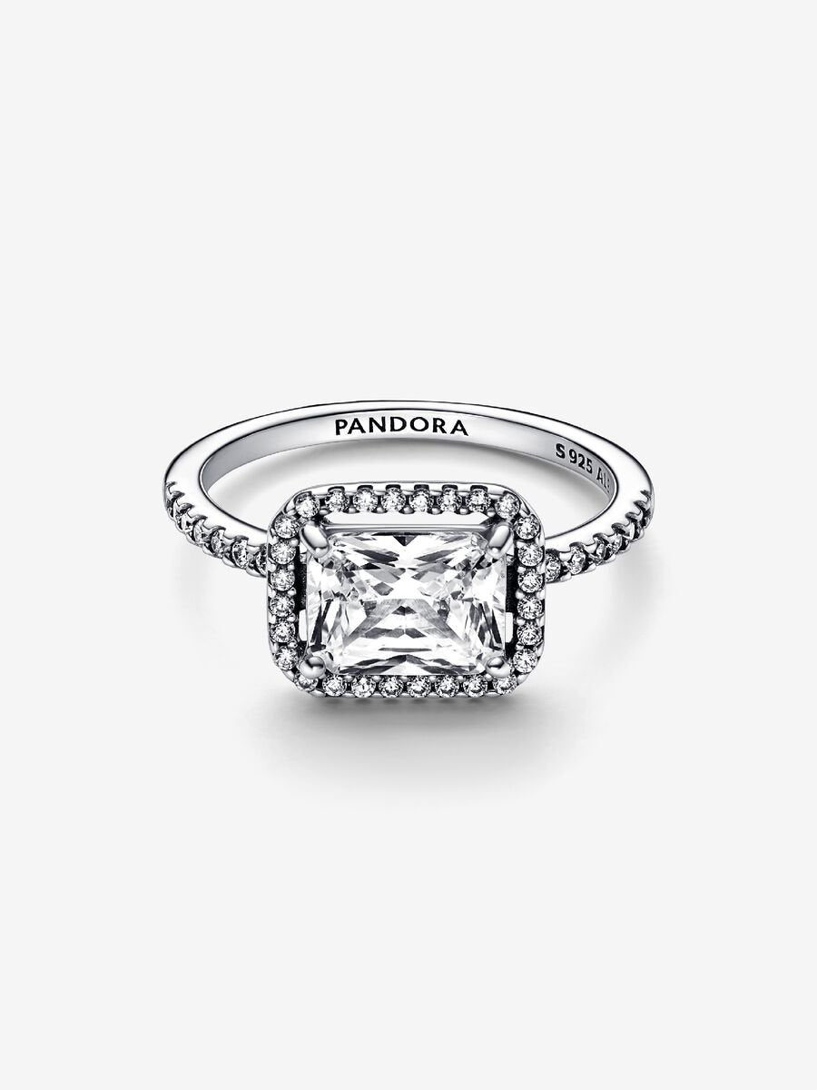 Bague Halo scintillant rectangulaire