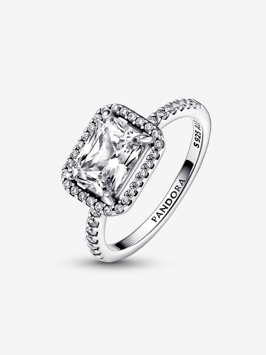 Bague Halo scintillant rectangulaire