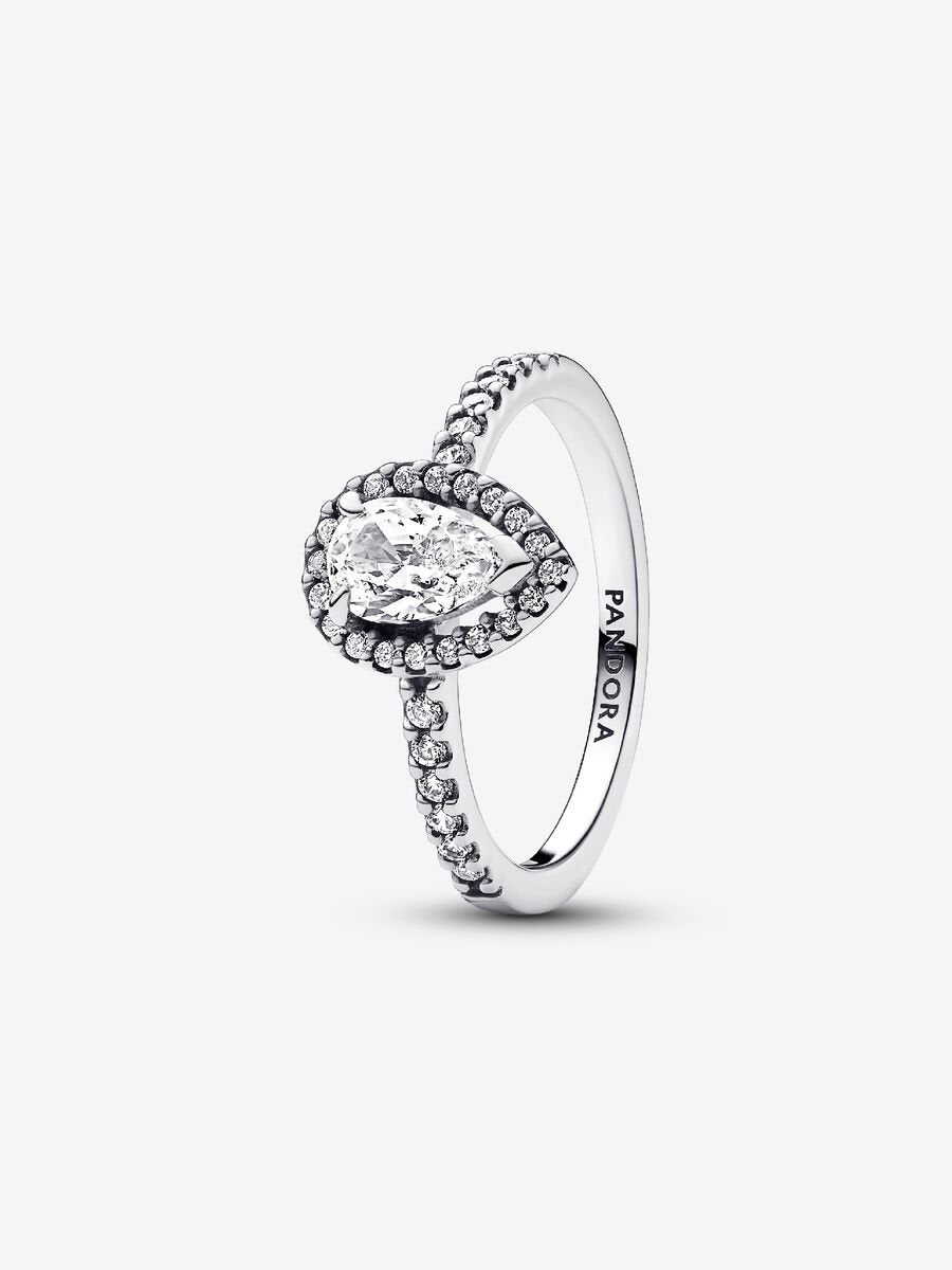Bague Halo scintillant en forme de poire