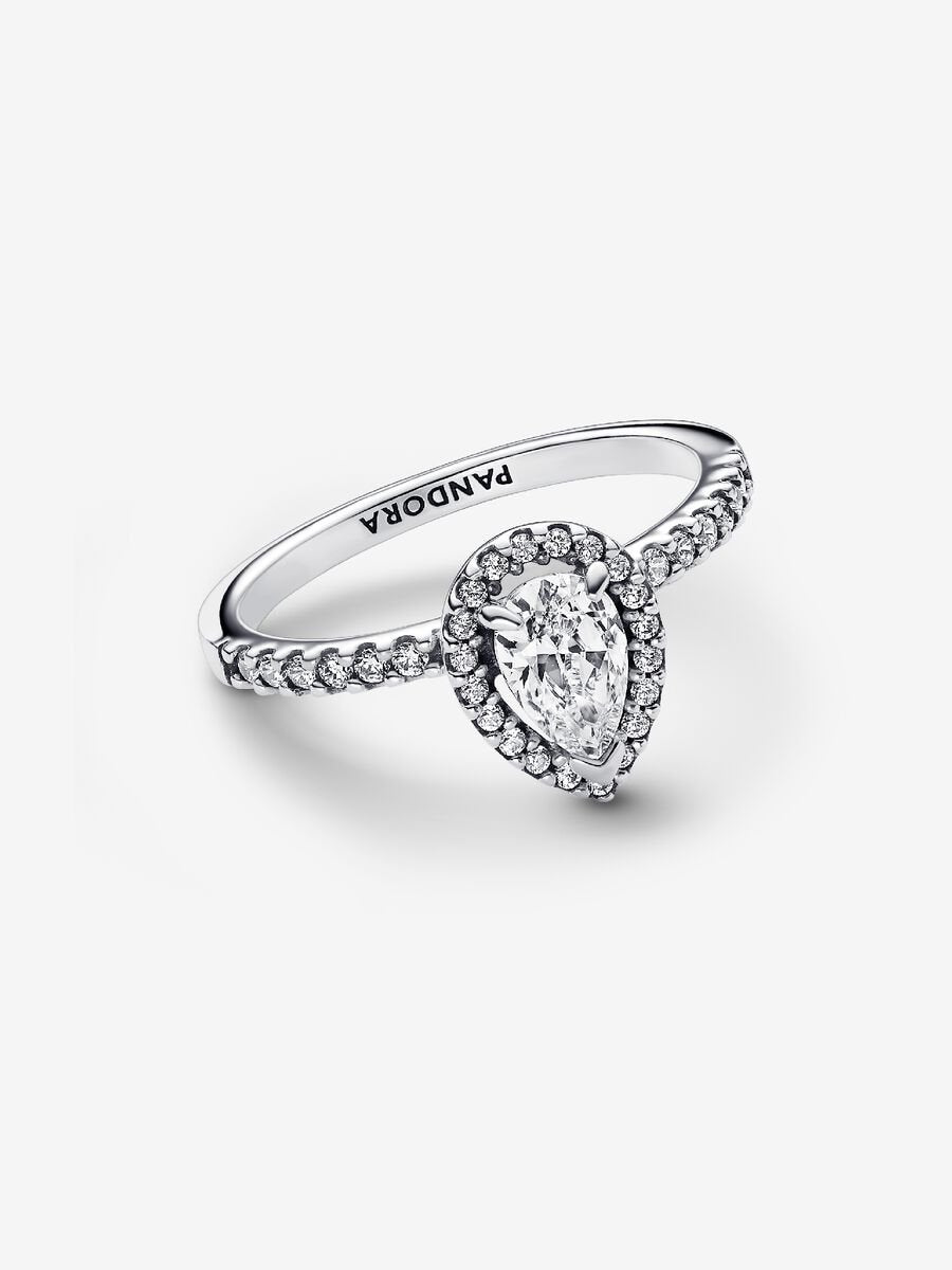 Bague Halo scintillant en forme de poire