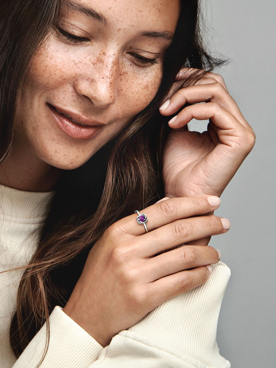Février Bague Cercle éternel mauve