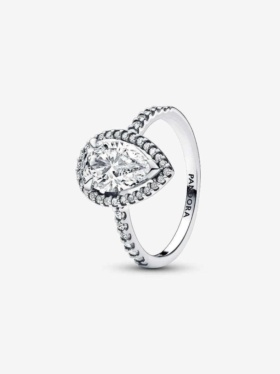 Bague Halo scintillant en forme de poire