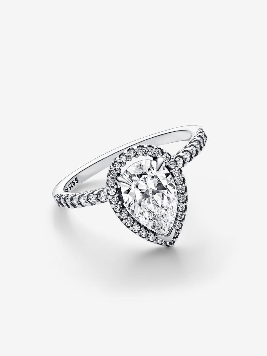 Bague Halo scintillant en forme de poire