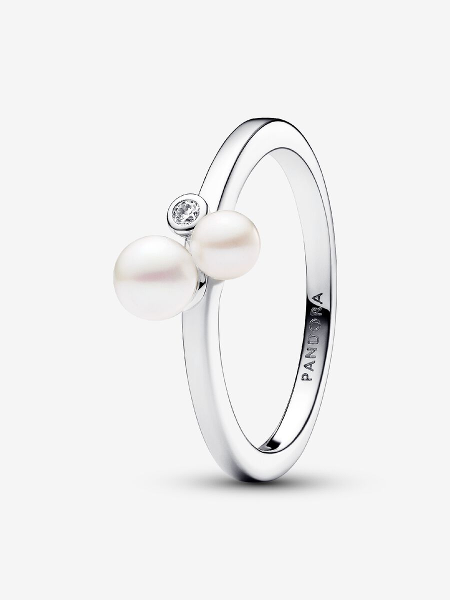 Bague avec deux perles de culture d’eau douce traitées