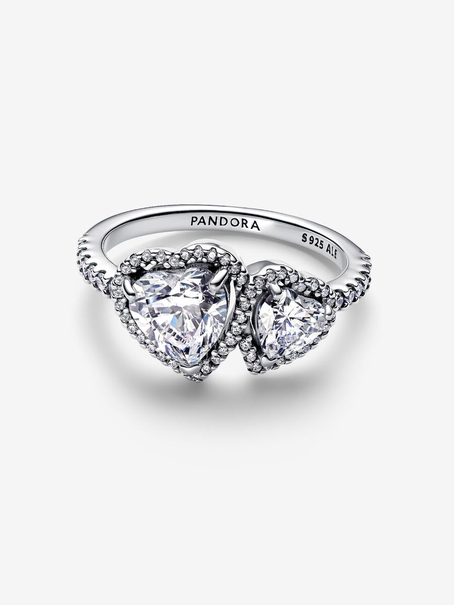 Bague Cœurs halo scintillants