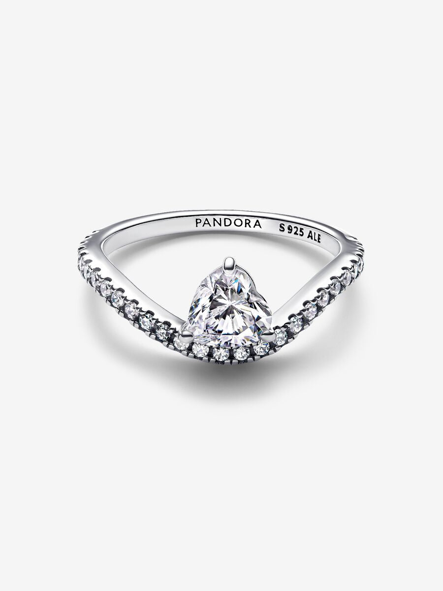 Bague Cœur ondulé en pavé