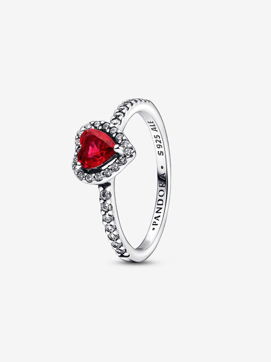 Bague à cœur rouge surélevé