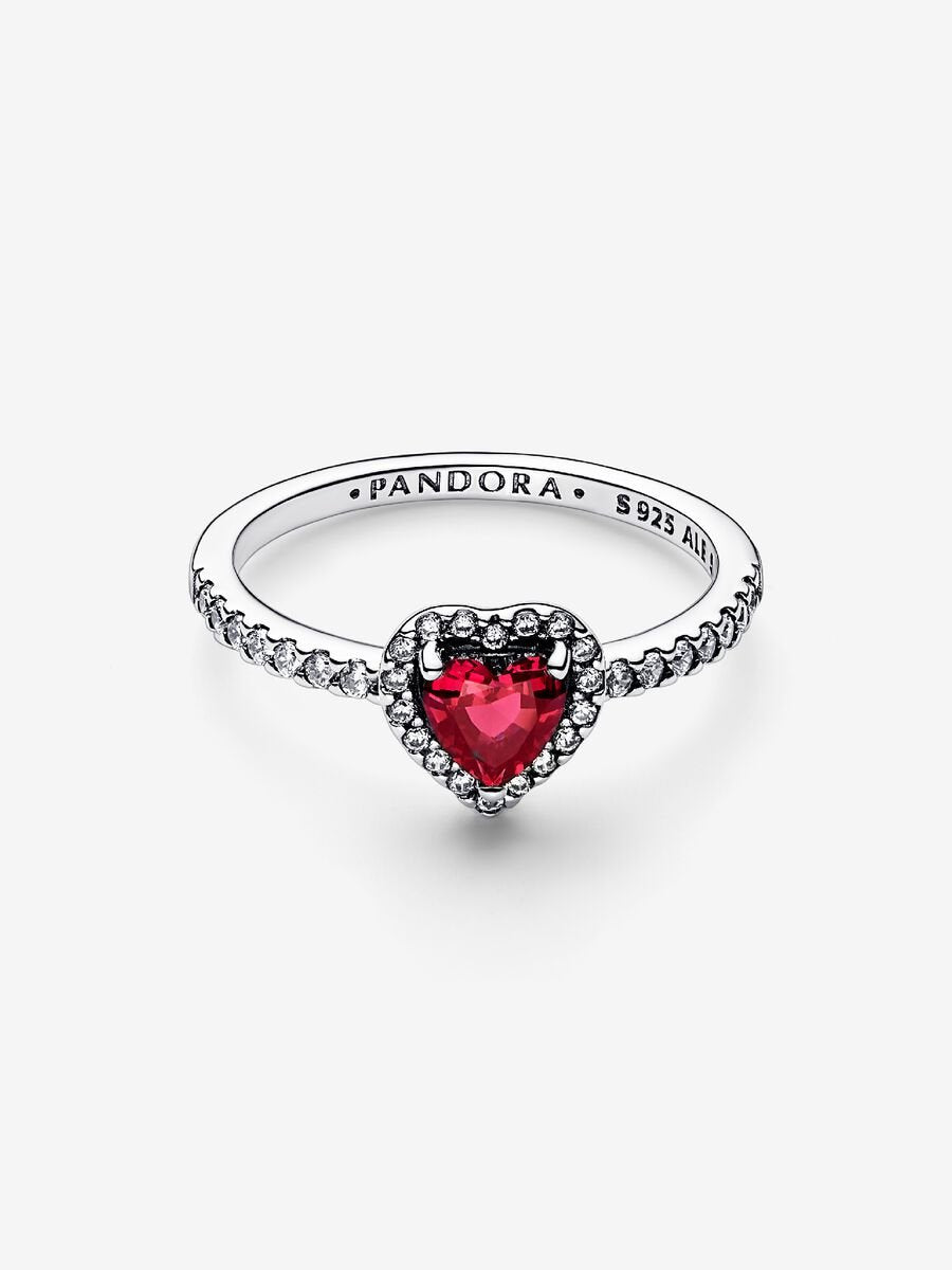 Bague à cœur rouge surélevé