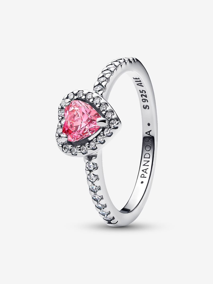 Bague Cœur rose surélevé