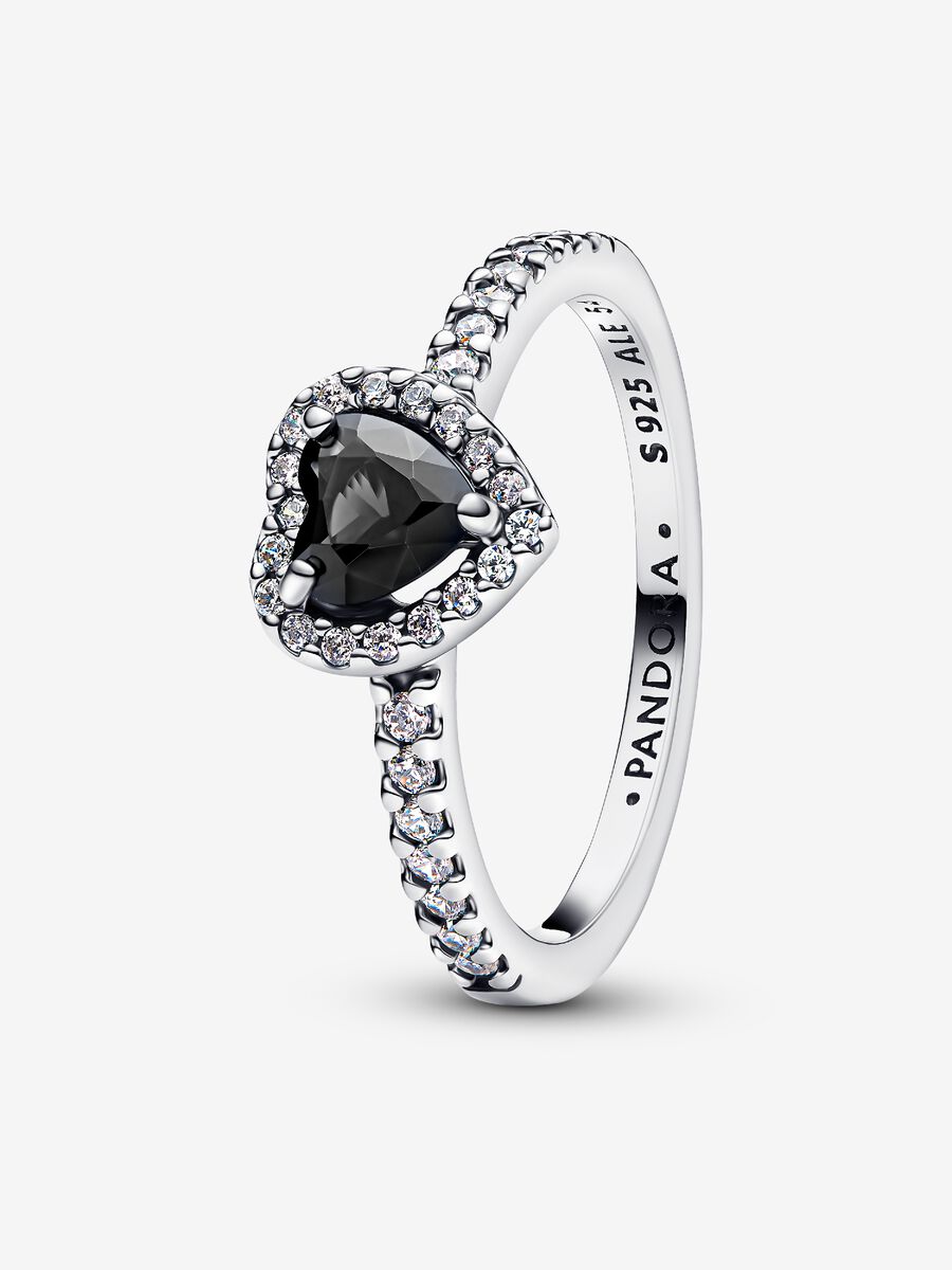 Bague Cœur noir surélevé