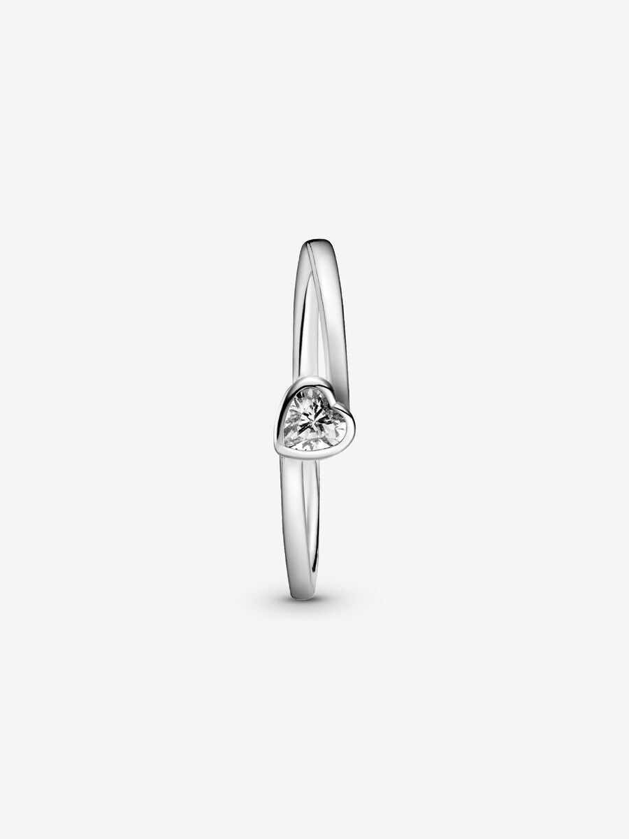 Bague à solitaire Cœur transparent incliné
