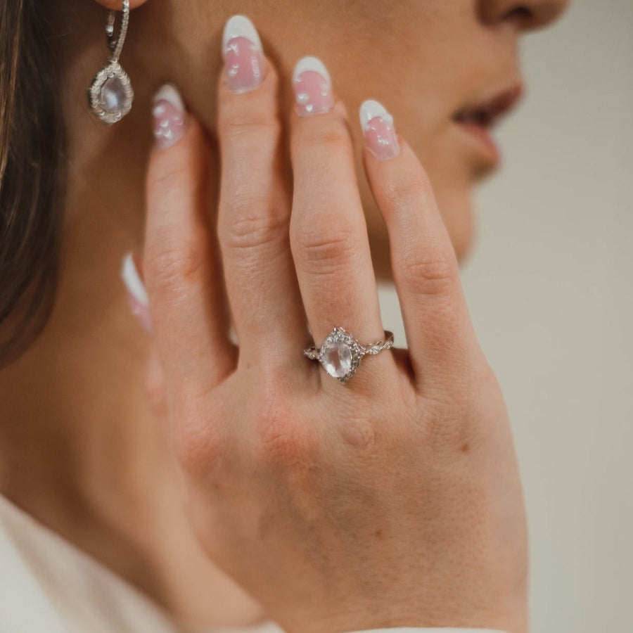 Bague quartz rose argent Victoria