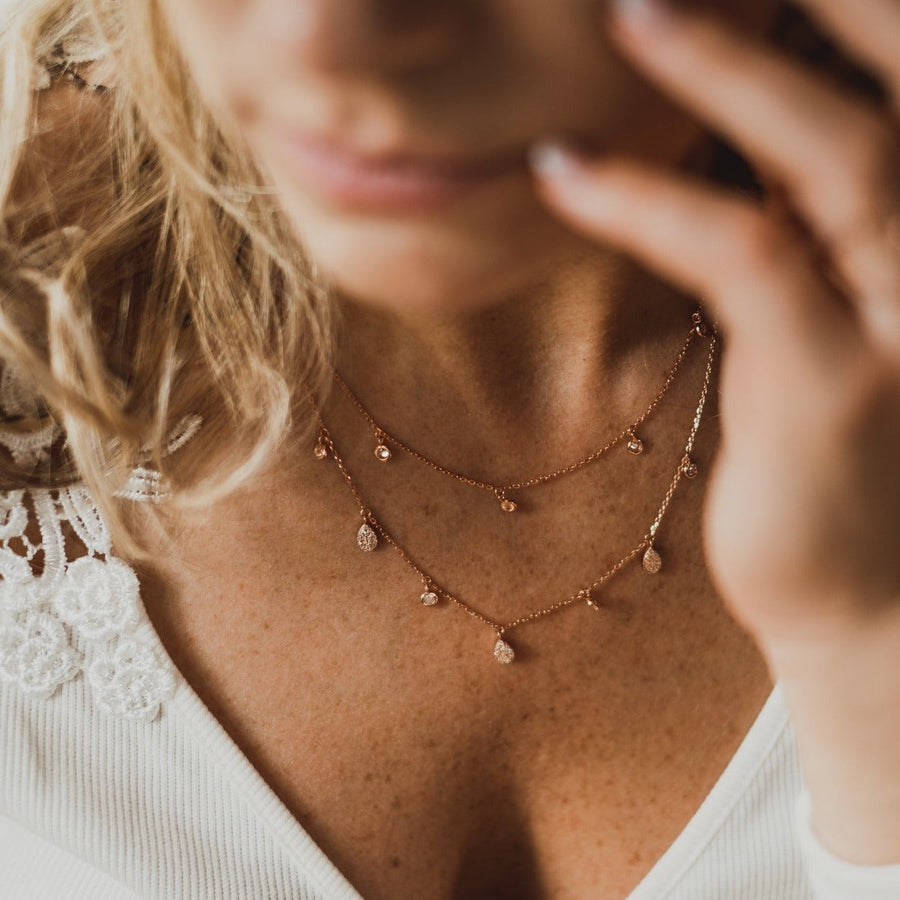 Collier double or rose Bella
