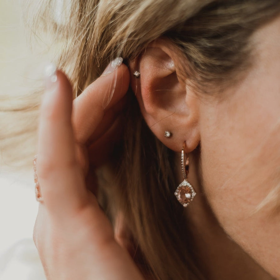 Boucles d'oreilles Morganite or rose Céleste