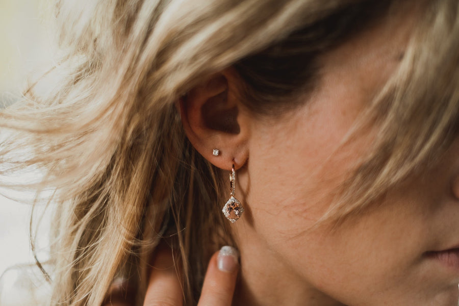Boucles d'oreilles Morganite or rose Céleste