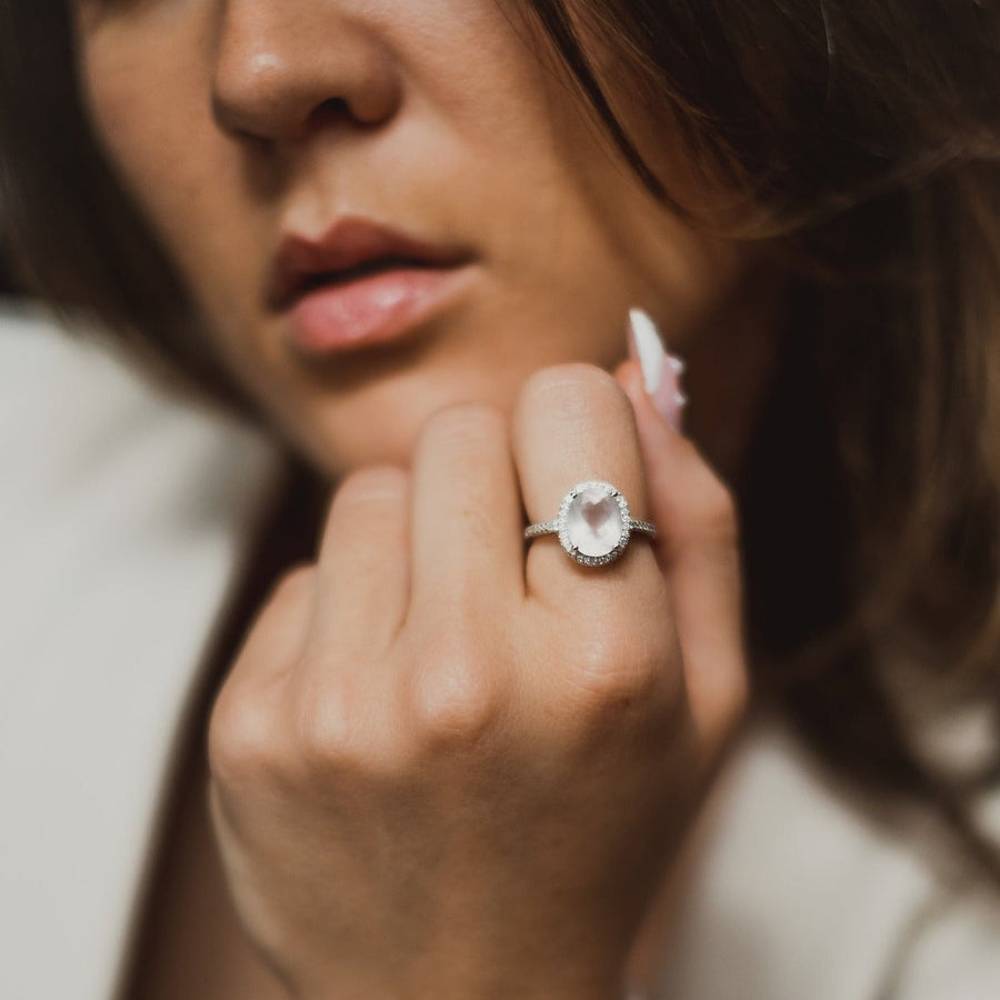 Bague quartz rose argent Aurélie