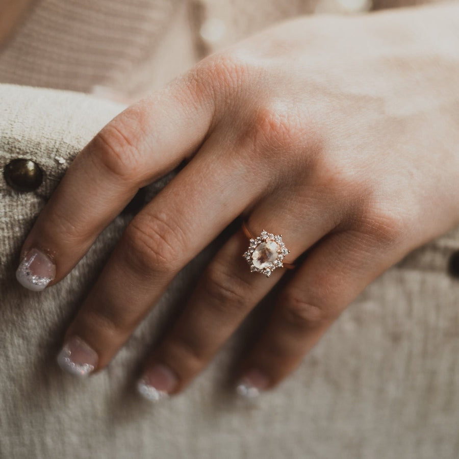 Bague Pierre de lune or rose Léonie