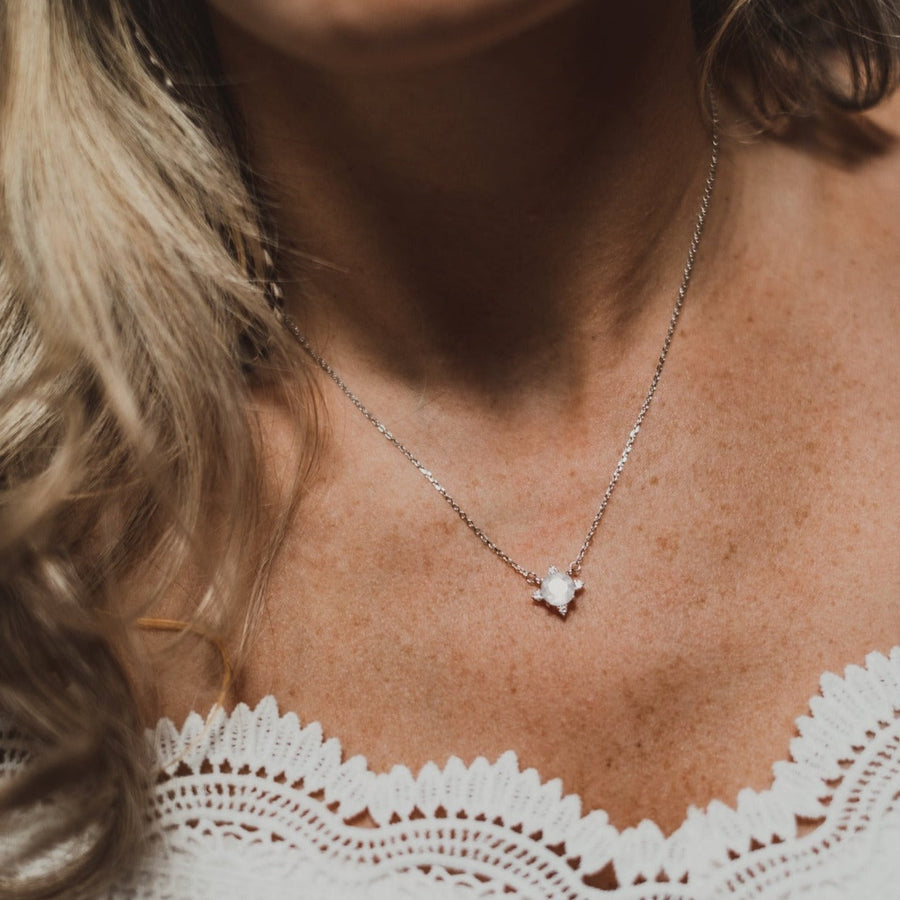 Collier Quartz rose argent Aimée